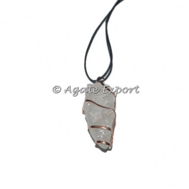 Crystal Quartz Hammered Wrap Pendants