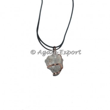 crystal Quartz Natural Copper wrap Pendants