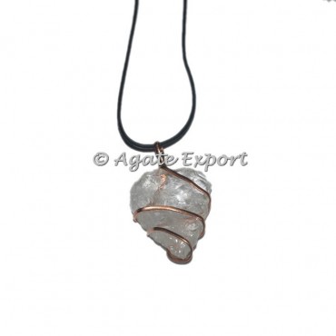Crystal Quartz Heart Wrap Pendants
