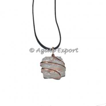 Crystal Square Copper Wrap Pendants