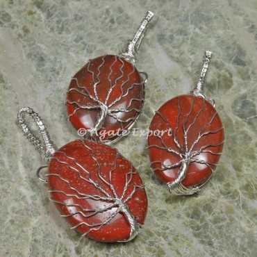 Red Jasper Silver Wire Wrapped Pendants