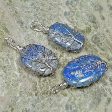 Lapis Lazuli Silver Wire Wrapped Pendants