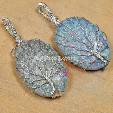 Ruby Zoisite Silver Wire Wrapped Pendants