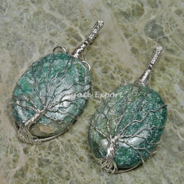Green Jade Silver Wire Wrapped Pendants