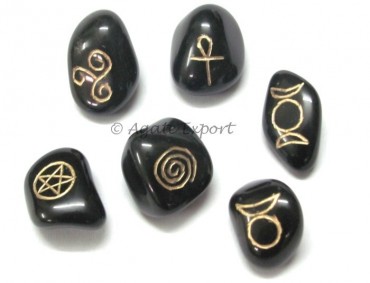 Black Agate Wiccan Pagan Set