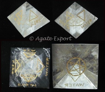 Crystal Pyramids 5 Elements Engraved