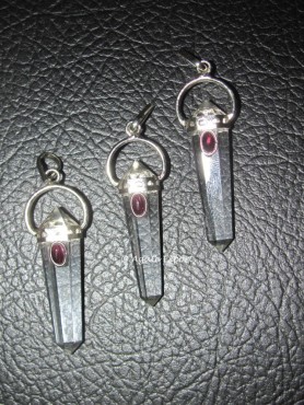 Crystal Quartz Terminated Pendant With Garnet